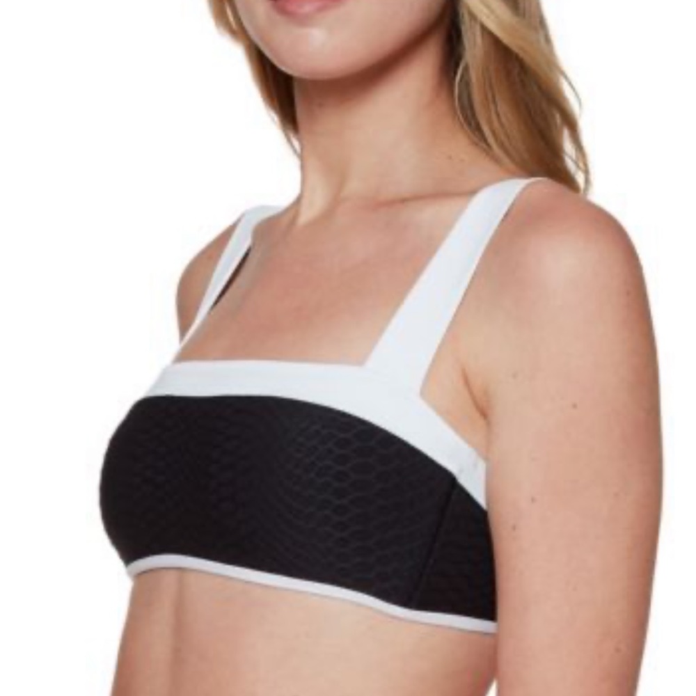 Sanctuary Swim Snake Bite Bandeau Bikini Top Black | White NWT